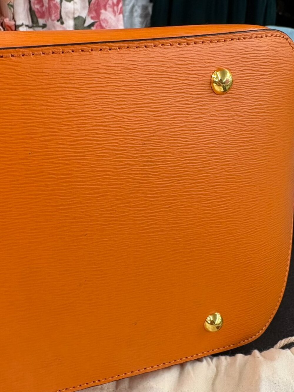 orange Lauren Ralph Lauren Newbury Sabine Satchel - Picture 12 of 14